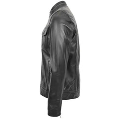 Mens Black Casual Biker Leather Jacket