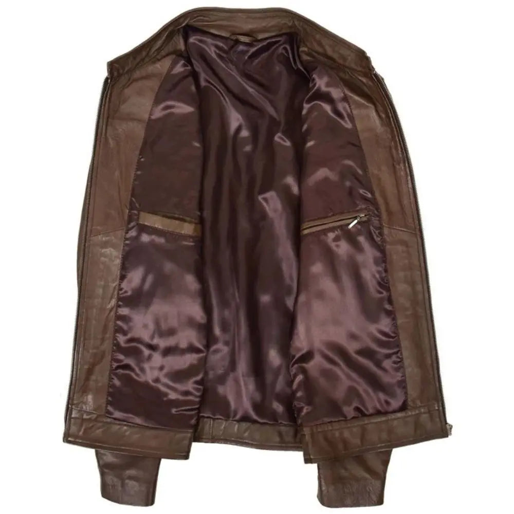 Mens Brown Casual Biker Leather Jacket