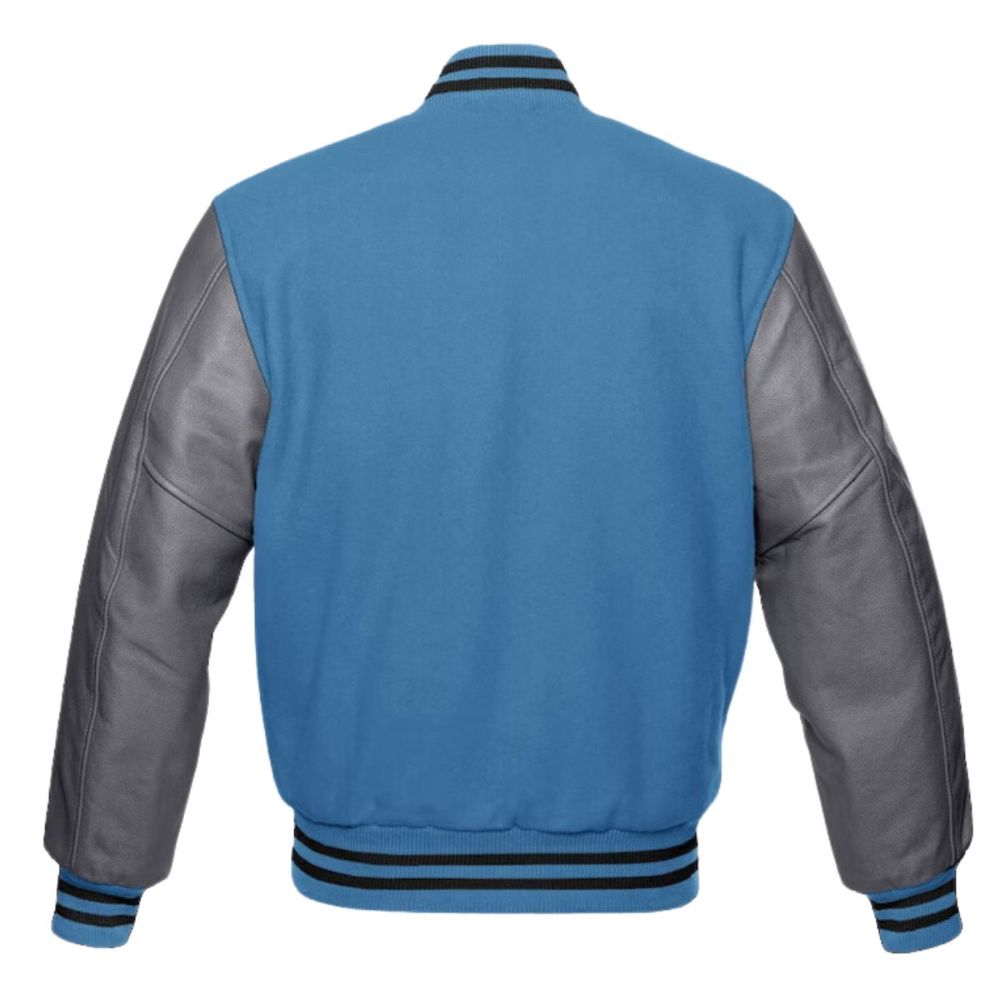 Mens Blue and Grey Varsity Jacket