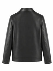 Modern Men's Collared Black Leather Jacket