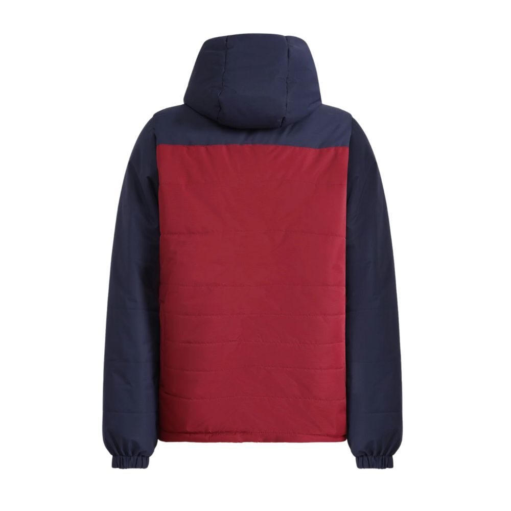 Quilted Red and Navy Puffer Jacket with Hood