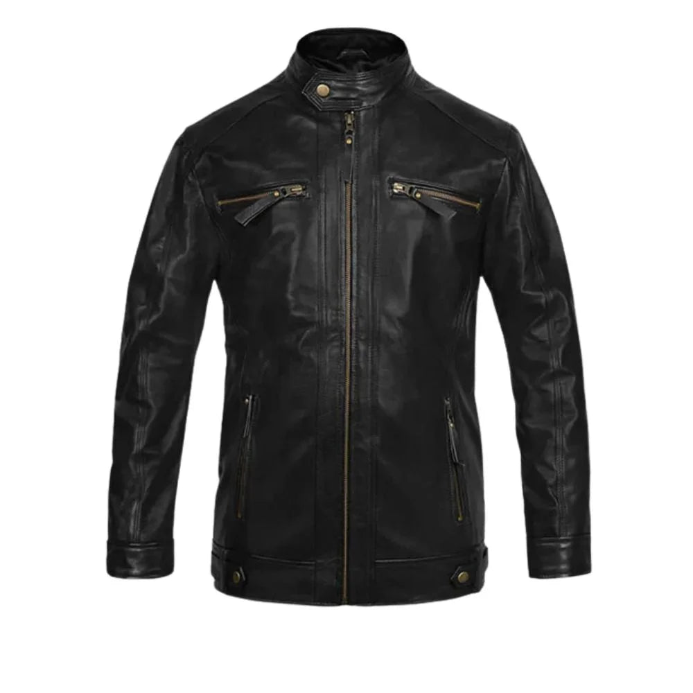 Slimfit Black Leather Jacket for Men