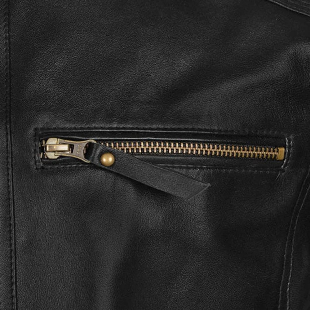 Slimfit Black Leather Jacket for Men