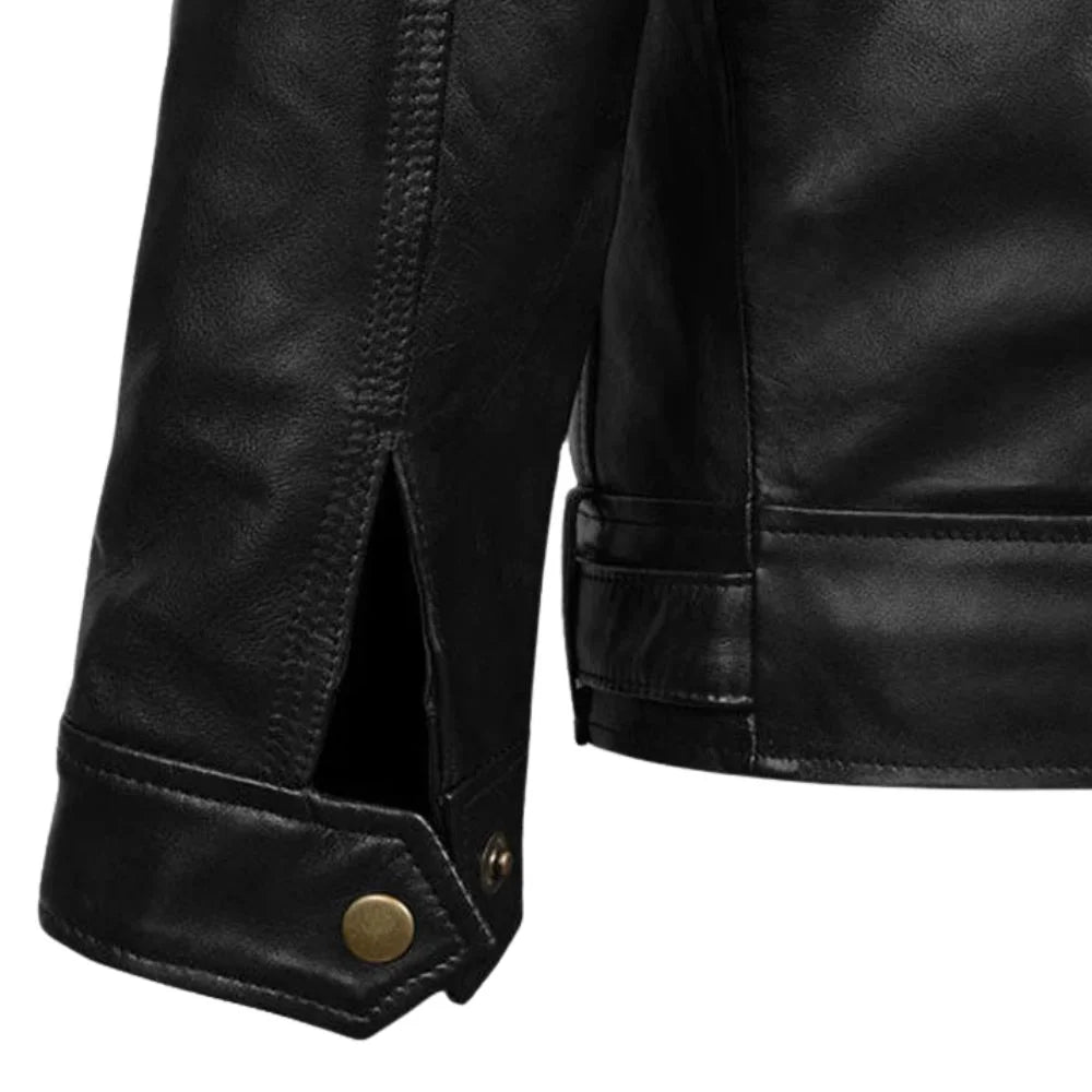 Slimfit Black Leather Jacket for Men
