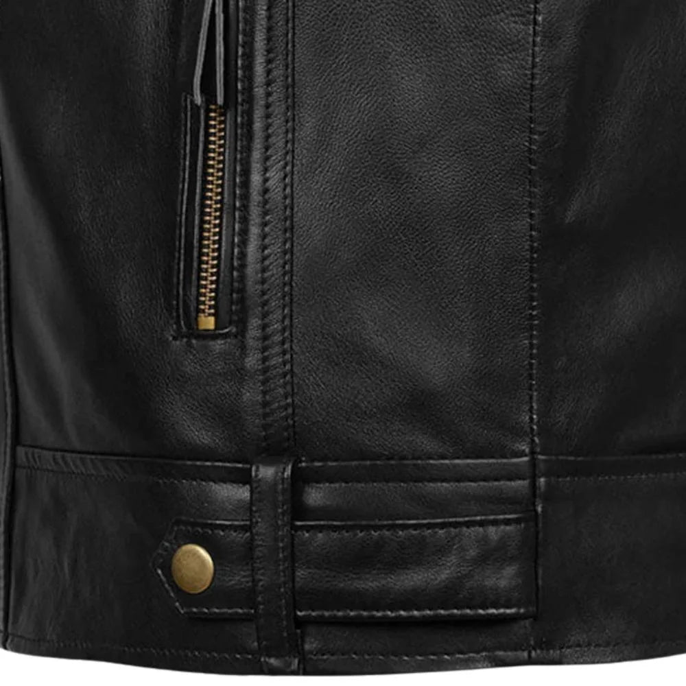 Slimfit Black Leather Jacket for Men