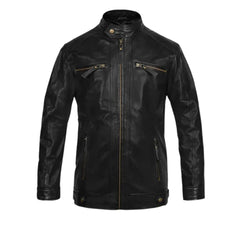 Slimfit Black Leather Jacket for Men