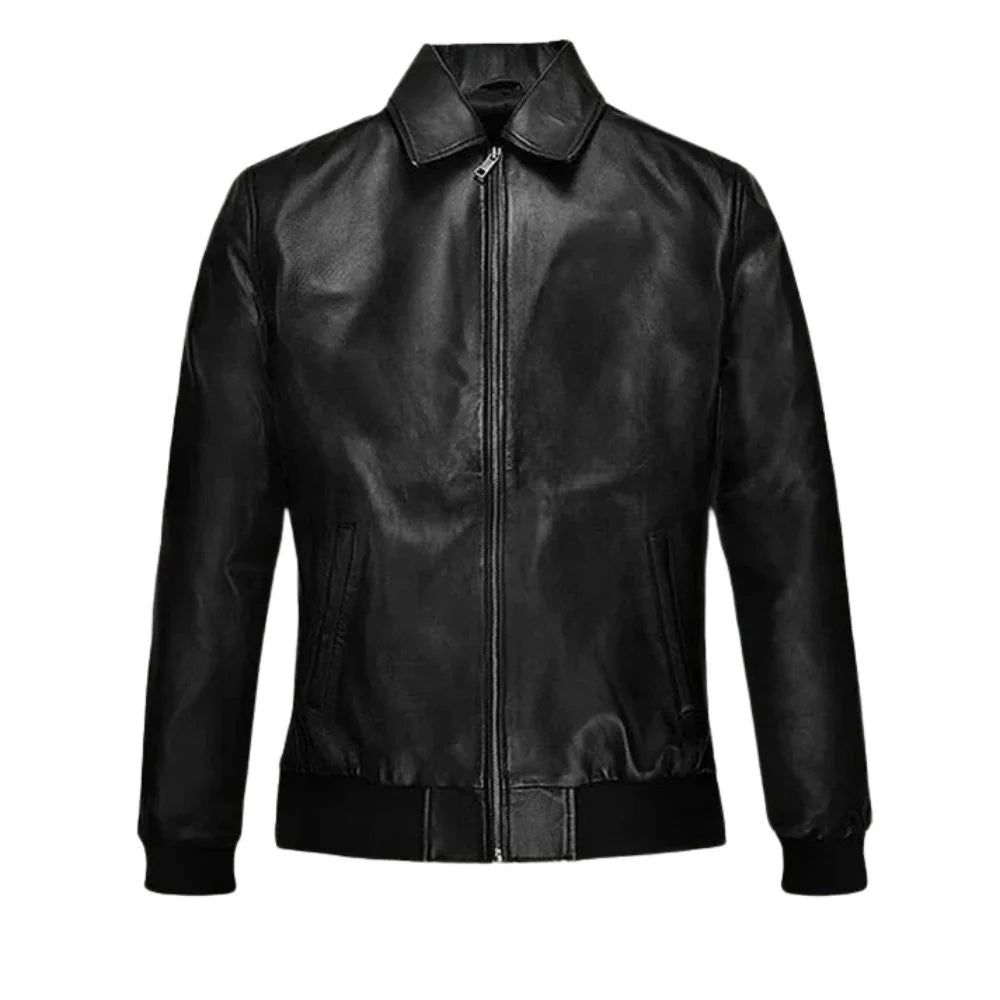 Sleek Classic Black Leather Jacket