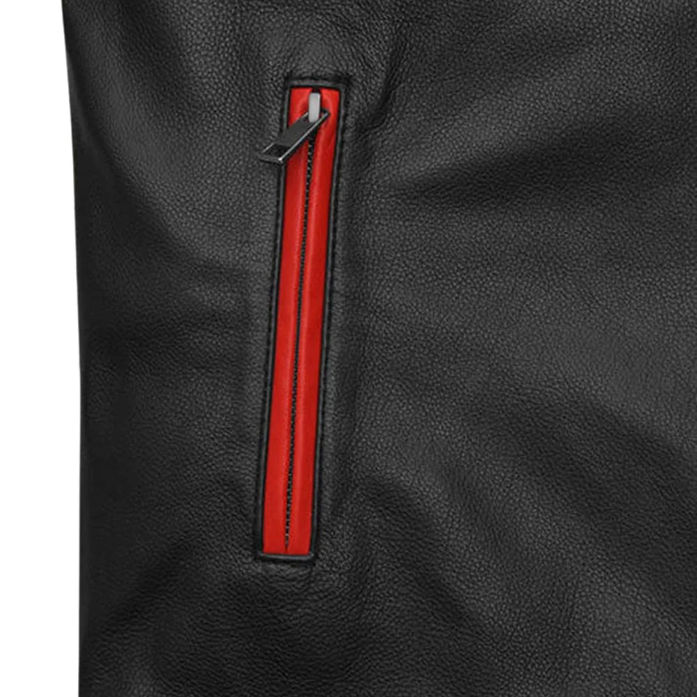 Sporty Men’s White Leather Jacket