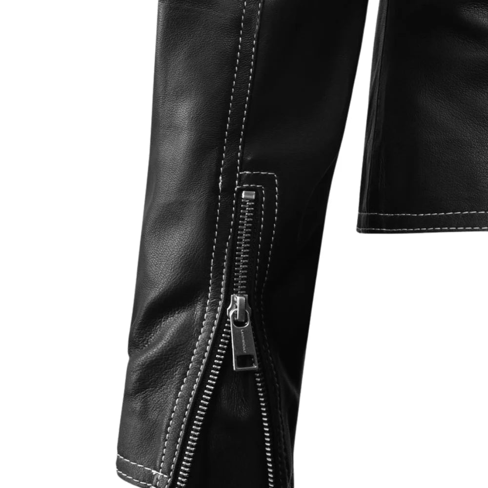 Stylish Black and White Leather Jacket
