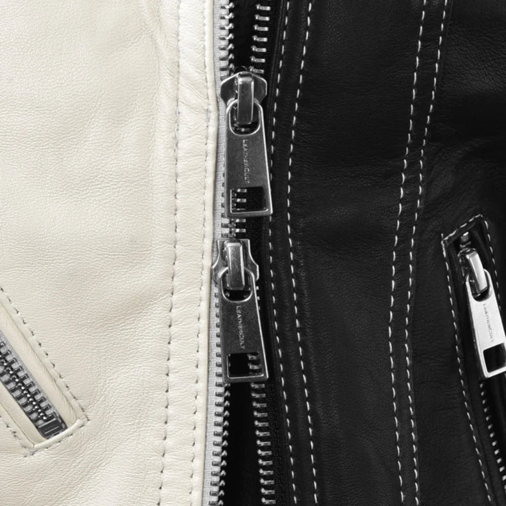 Stylish Black and White Leather Jacket