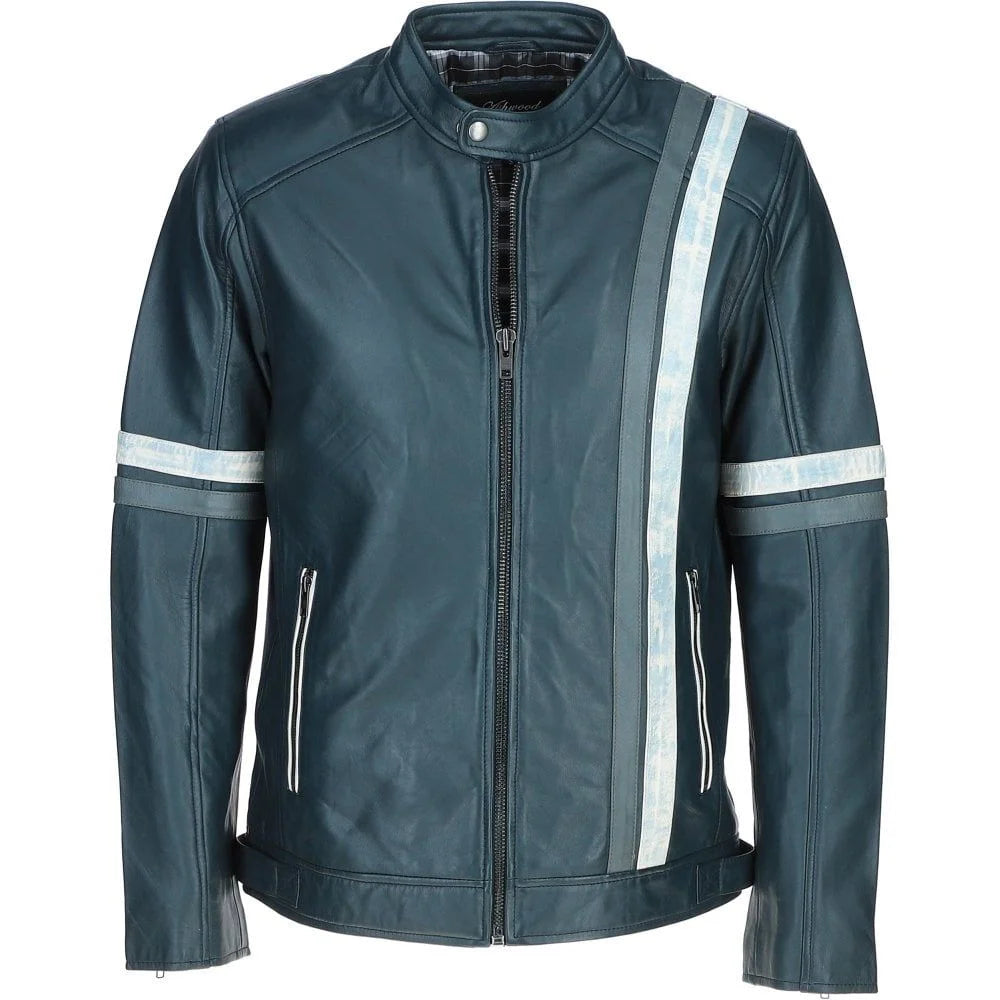 Vin Diesel Blue with white Leather Jacket