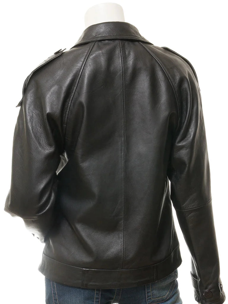 Women Black Vintage Leather Jacket