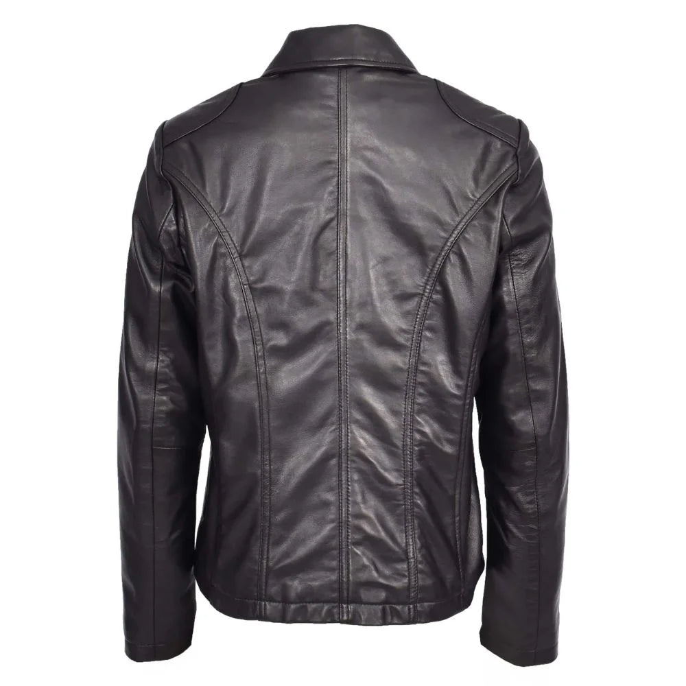 Women Classic Black Leather Jacket