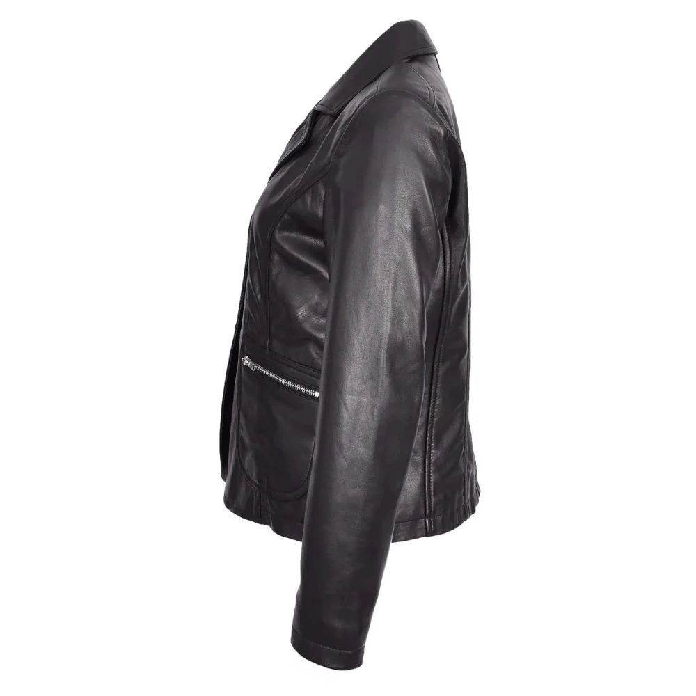 Women Classic Black Leather Jacket