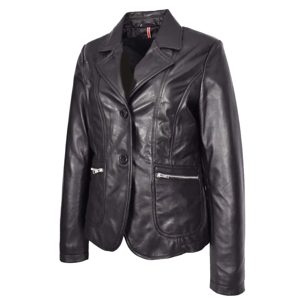 Women Classic Black Leather Jacket