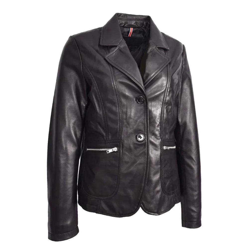 Women Classic Black Leather Jacket