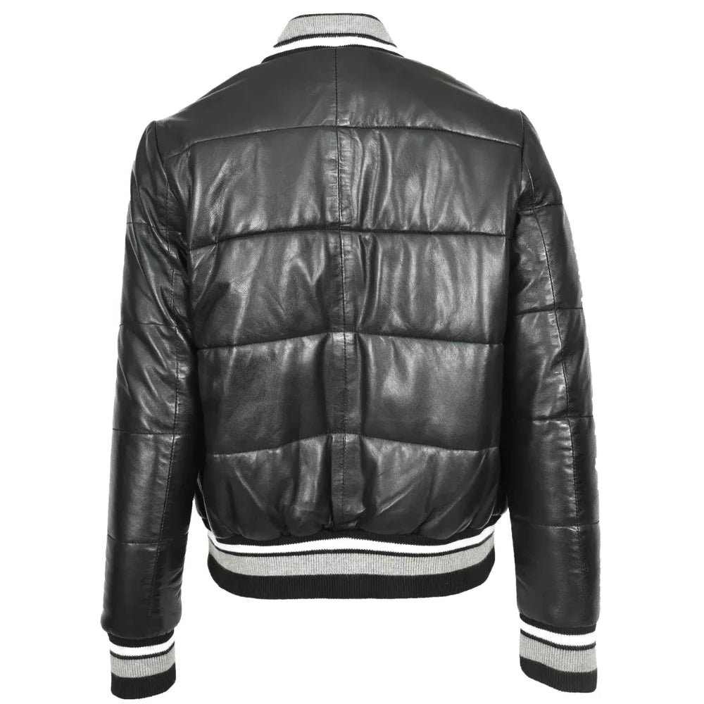 Women Black Leather Bomber Jacket