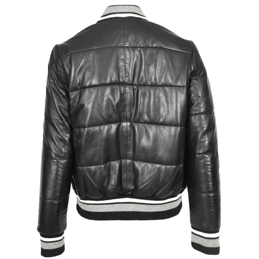 Women Black Leather Bomber Jacket