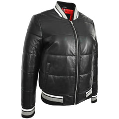 Women Black Leather Bomber Jacket