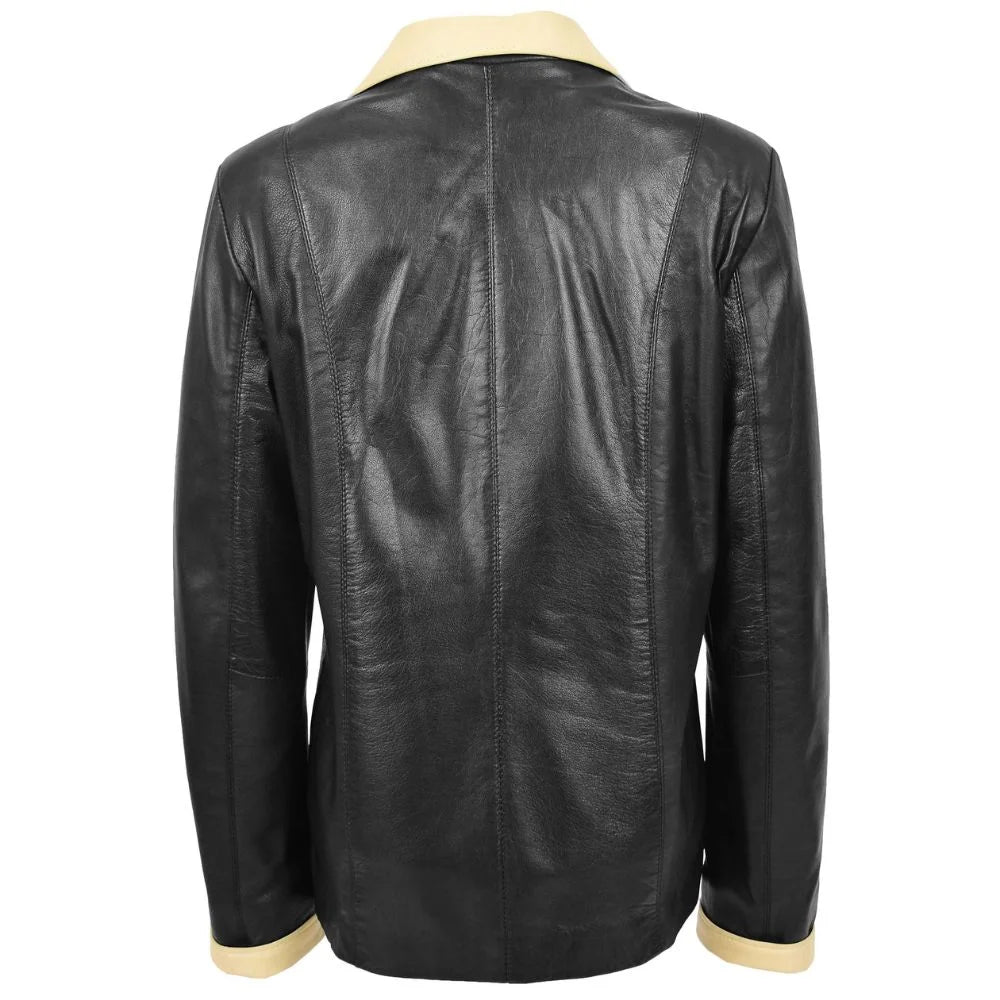Women Black Leather Office Jacket