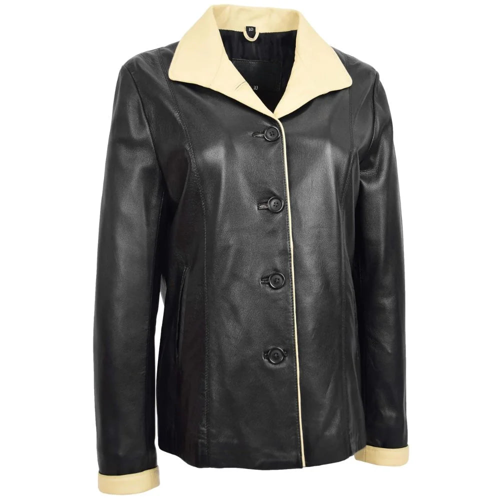 Women Black Leather Office Jacket