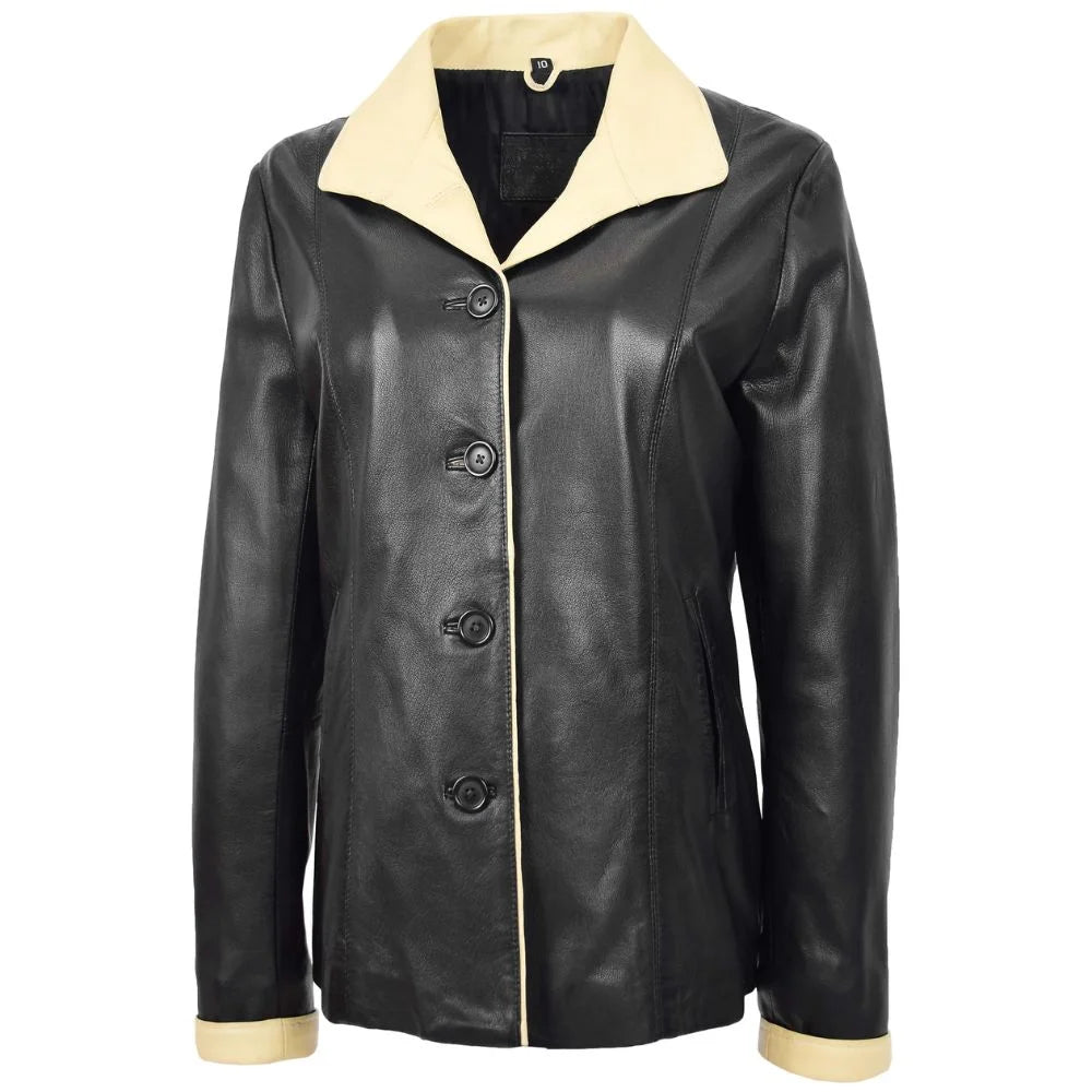 Women Black Leather Office Jacket