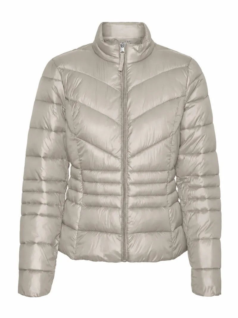 Women Black Puffer Jacket with Quilted Design