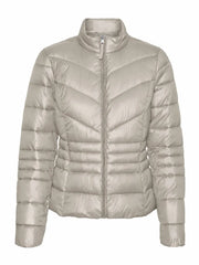 Women Black Puffer Jacket with Quilted Design