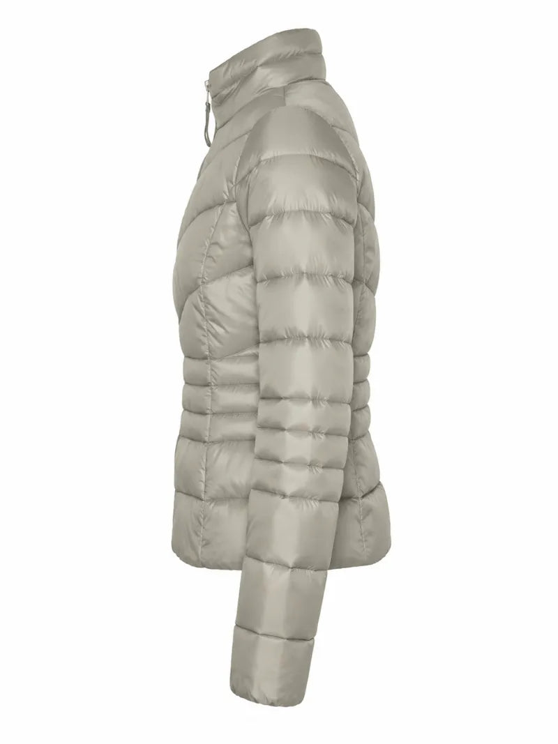 Women Black Puffer Jacket with Quilted Design