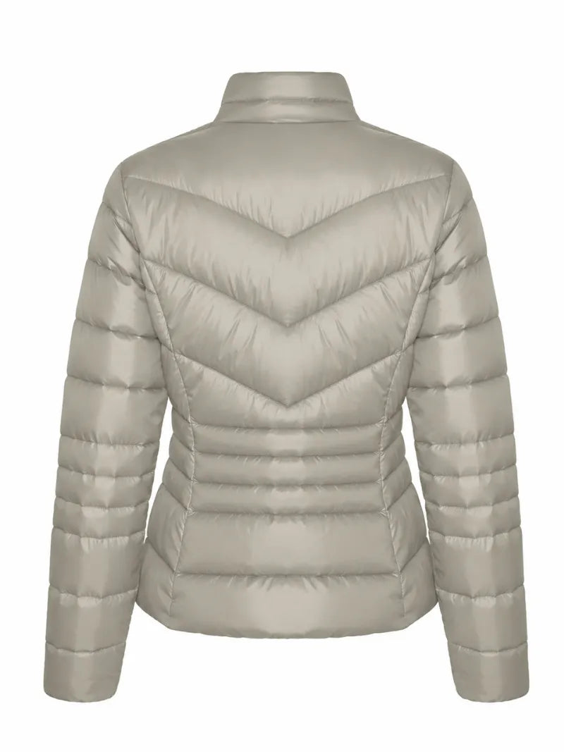 Women Black Puffer Jacket with Quilted Design