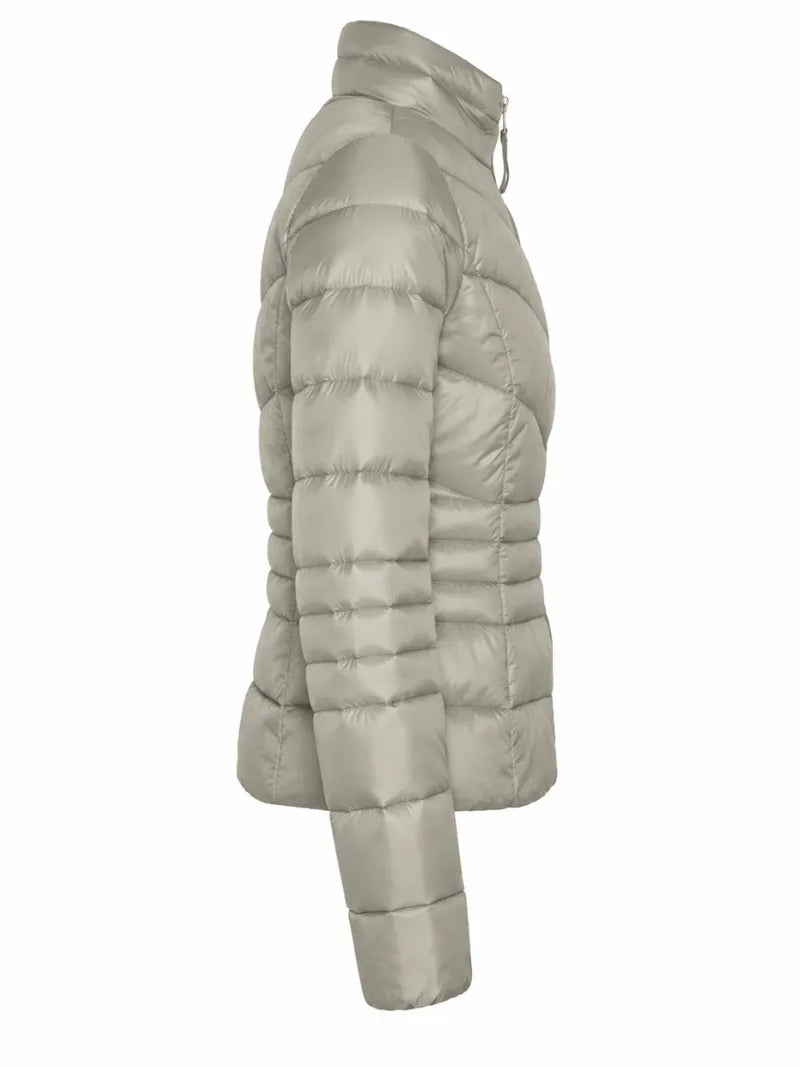 Women Black Puffer Jacket with Quilted Design