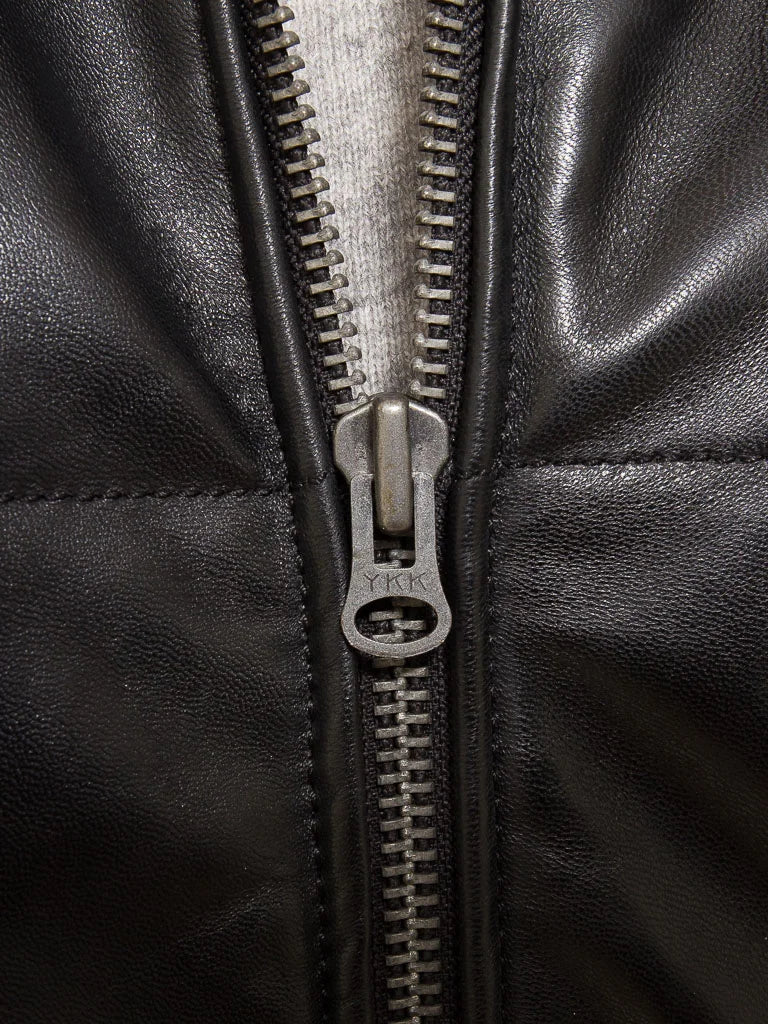Women's Black Quilted Leather Coat