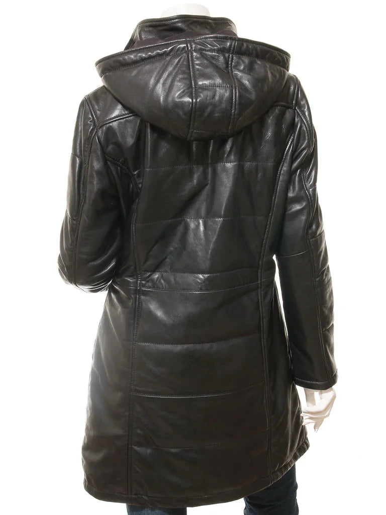 Women's Black Quilted Leather Coat