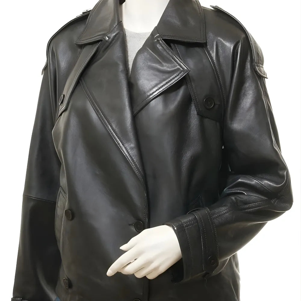 Women Black Vintage Leather Jacket