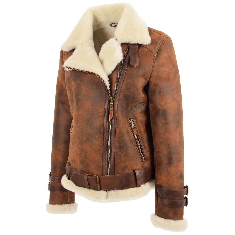 Women Brown Shearling Jacket