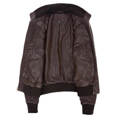 Women Brown Leather Zip Jacket