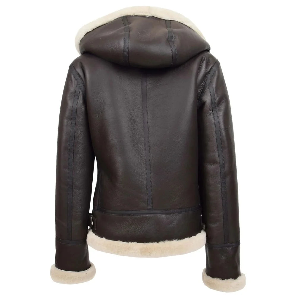 Women Brown Winter Shearling Jacket