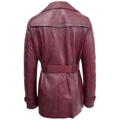 Women Burgundy Long Trench Coat