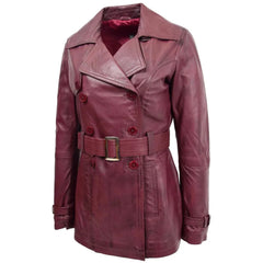 Women Burgundy Long Trench Coat