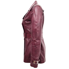Women Burgundy Long Trench Coat