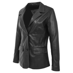 Women Elegant Black Leather Coat