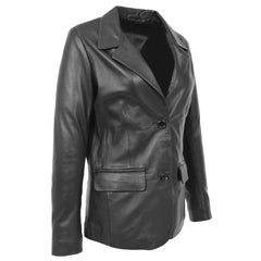 Women Elegant Black Leather Coat