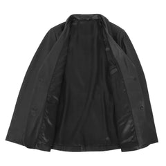 Women Elegant Black Leather Coat