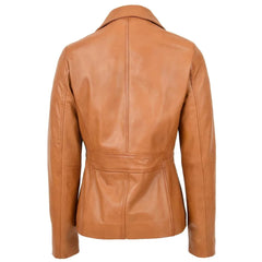 Women Elegant Tan Leather Coat