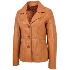 Women Elegant Tan Leather Coat