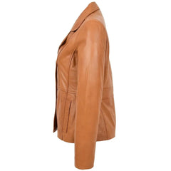 Women Elegant Tan Leather Coat