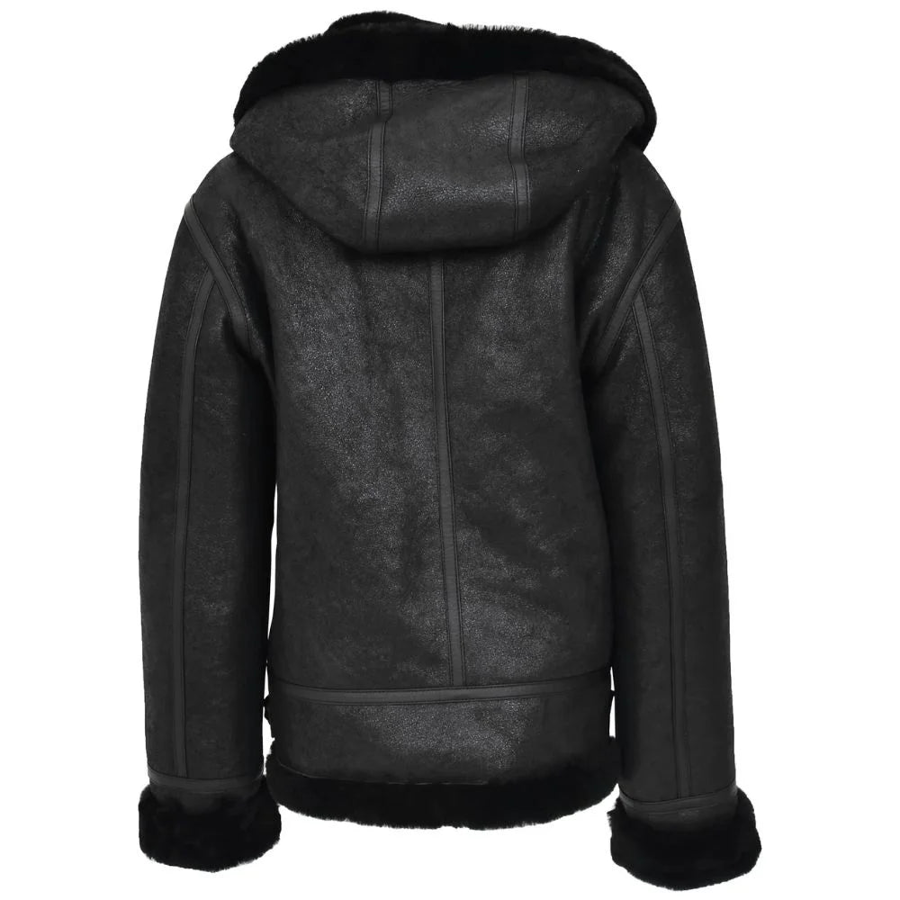 Women Hooded Shearling Jacket