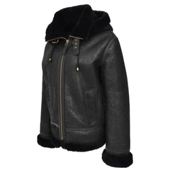 Women Hooded Shearling Jacket