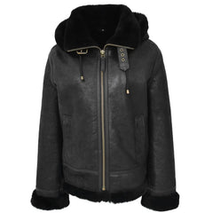Women Hooded Shearling Jacket