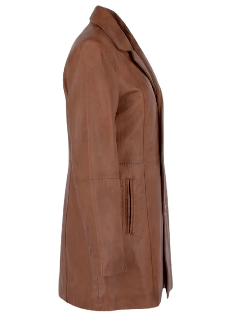Women Italian Trench Leather Coat